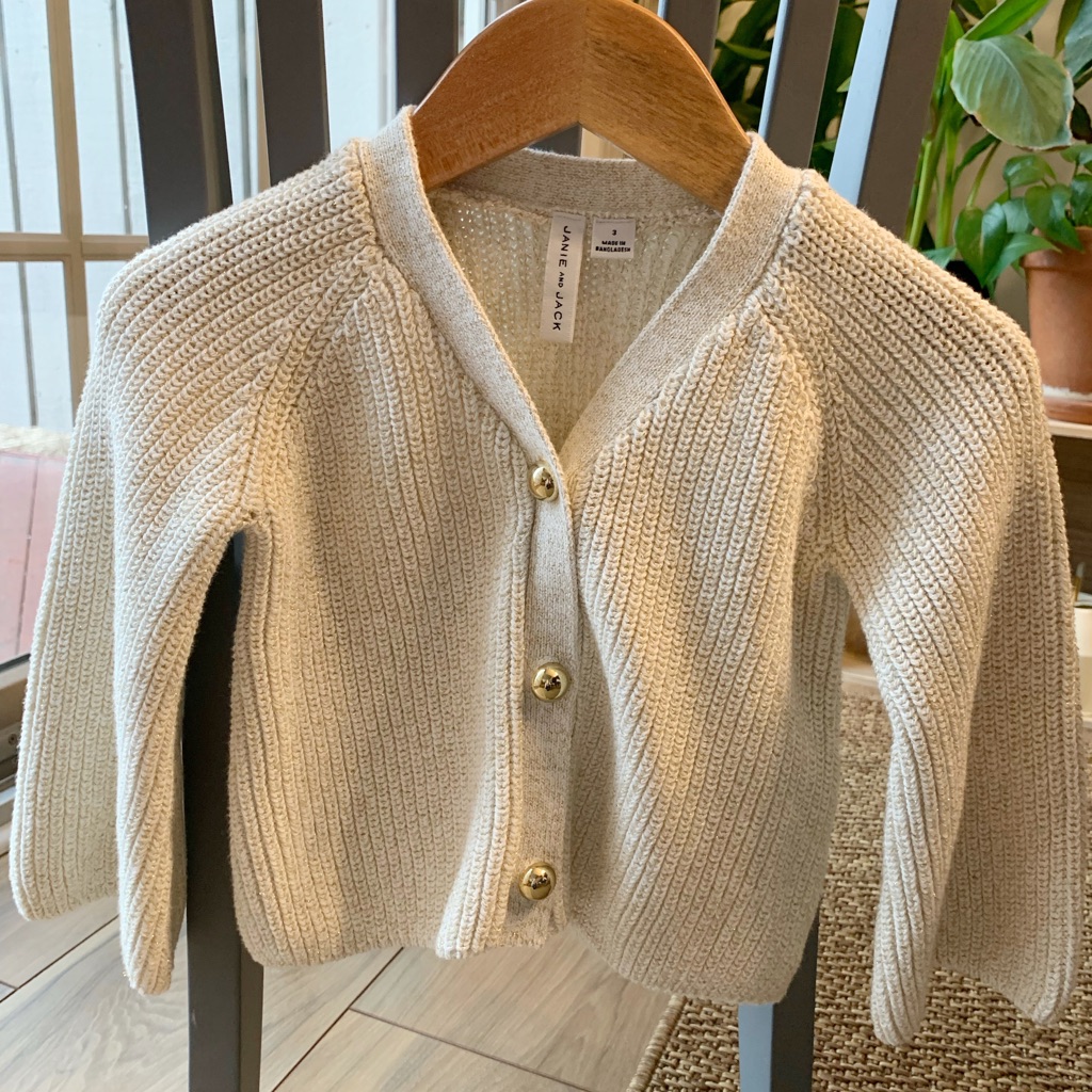 Janie And Jack White & Gold Cardigan Size3